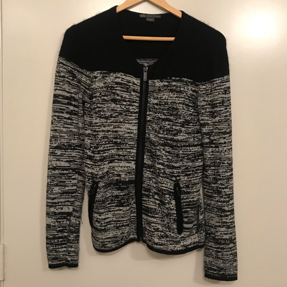 Armani exchange black and white cardigan sweater
